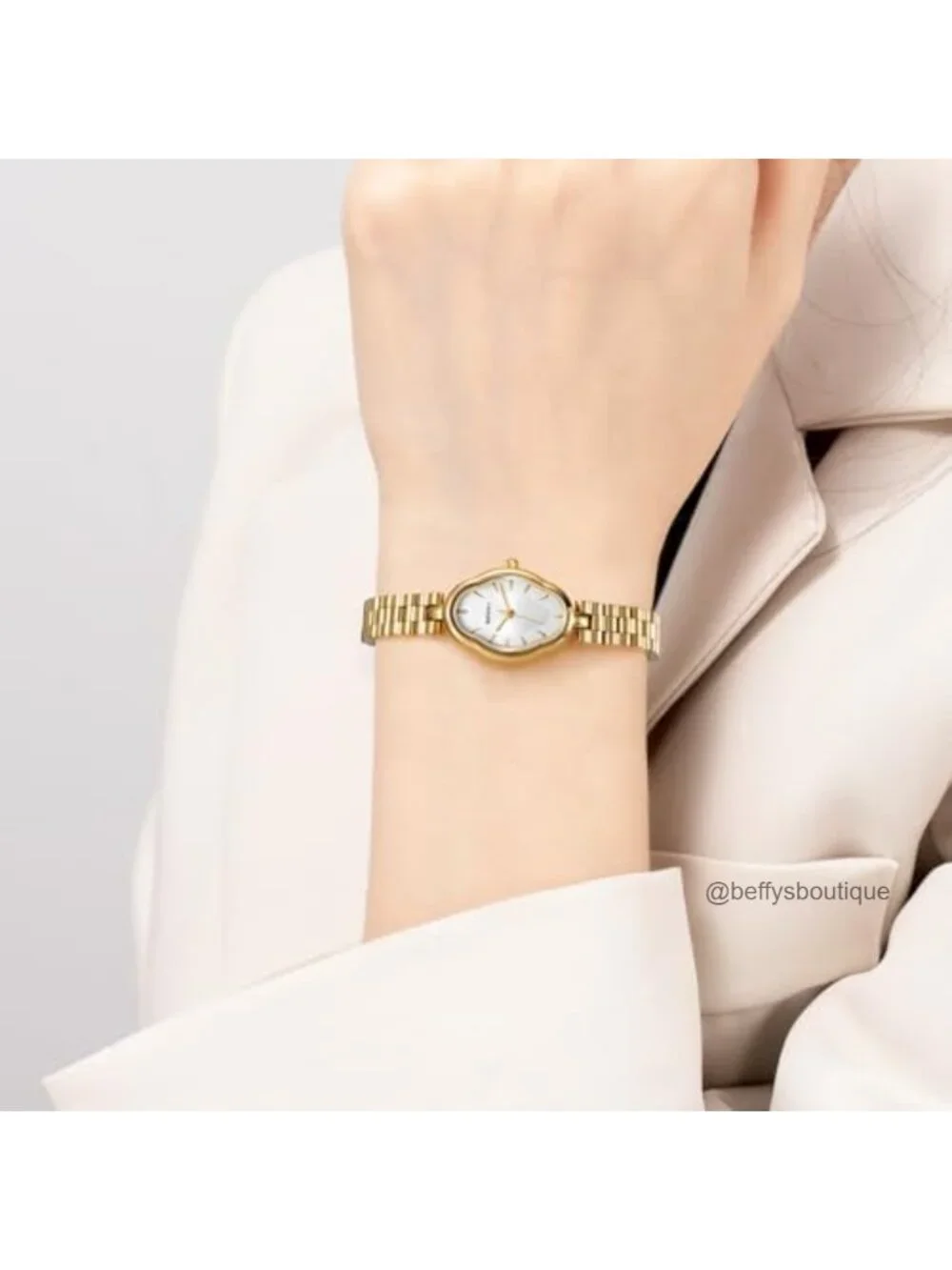Dainty Ladies Quartz Watch Vintage Copper Mirrors Shape Japanese Movement 3ATM